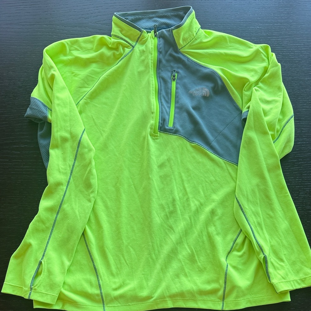 The North Face Neon Green and Gray Quarter-Zip Sweatshirt